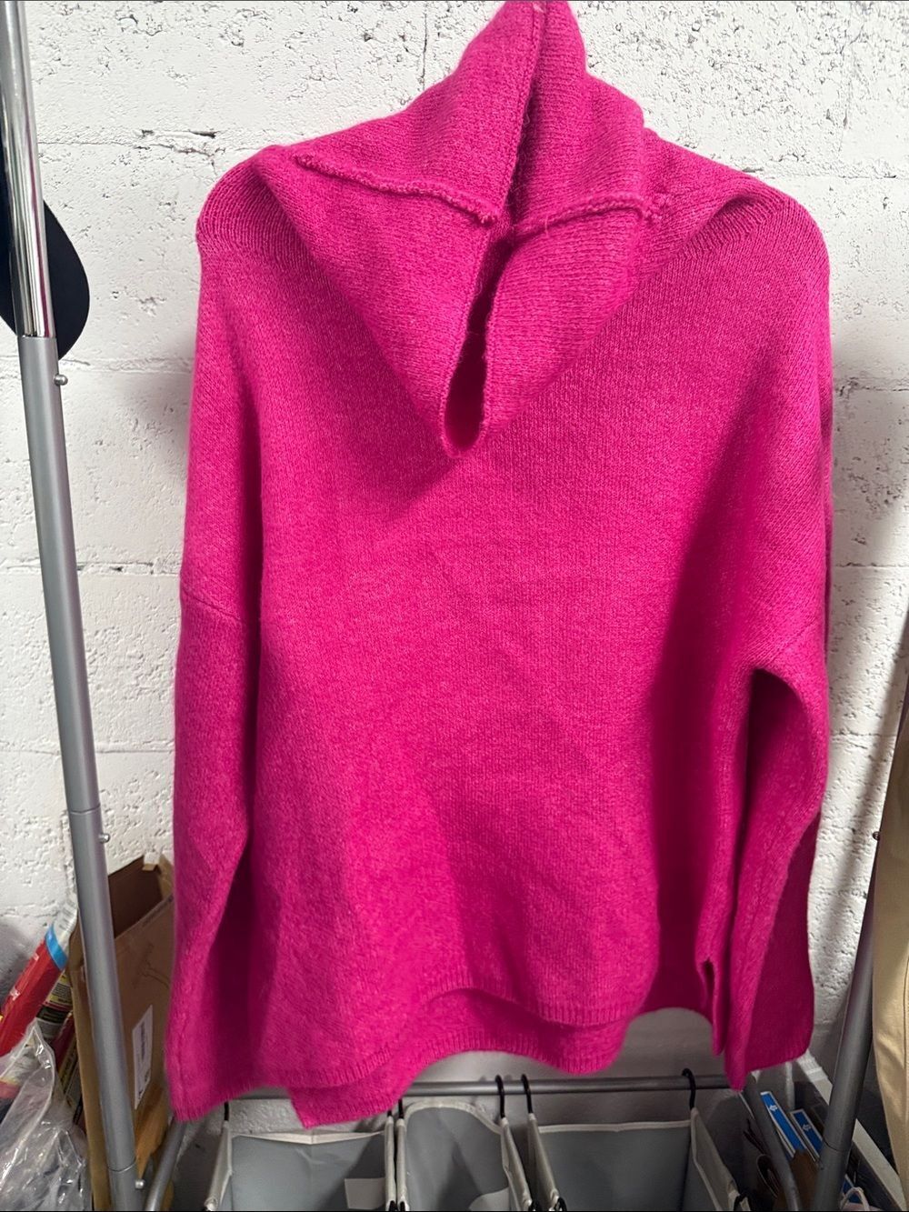 Women’s Fuchsia Turtle Neck Cowl Knit Sweater - Large - LUMIERE - NWOT
